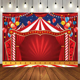 Aperturee - Circus Red Tents Stars Carnival Birthday Backdrop